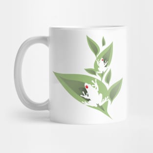 Tree Frogs On Green Leaves Mug